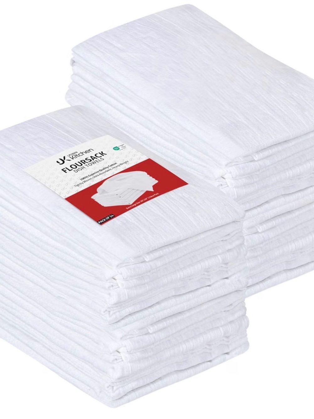 Set of 8 White Flour Sack Dish Towels - Pack of Kitchen Towels